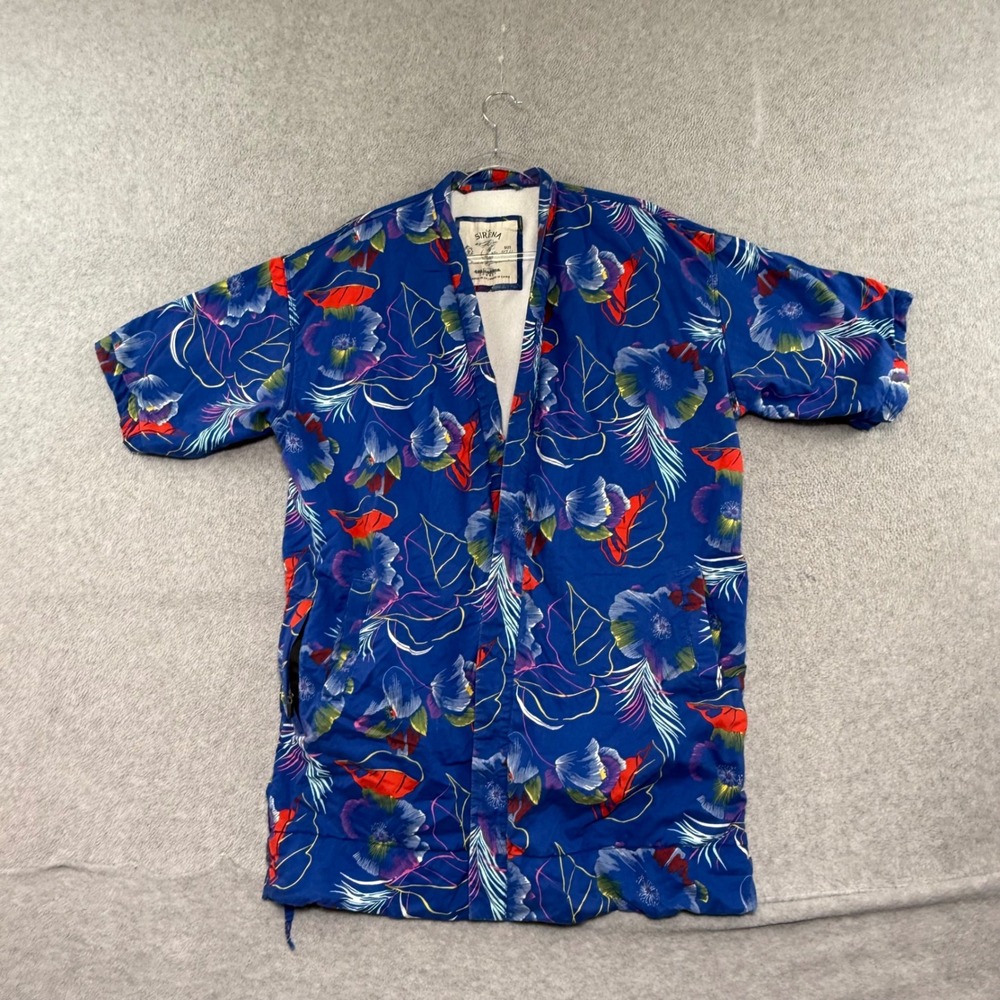 California Cowboy La Sirena Robe Womens XS/S Blue Floral Terry Lined Kimono